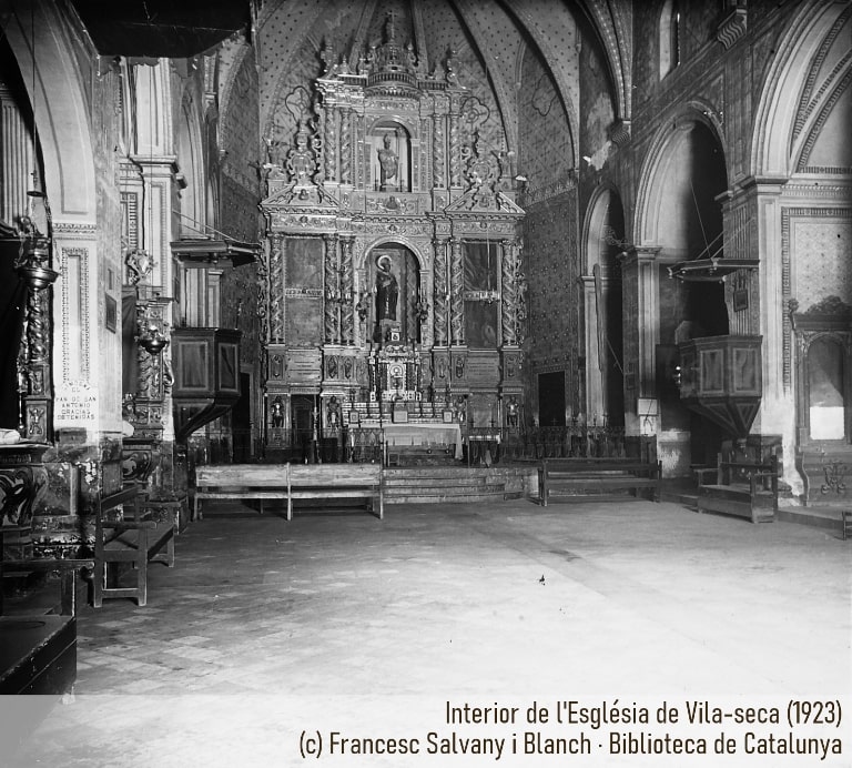 Imatge de l'interior de l'Església abans de la seva destrucció durant els primers dies de la Guerra Civil